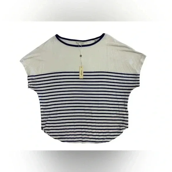 Max Studio NWT Shirt Short Sleeve White/Blue Size Small - Picture 4 of 8